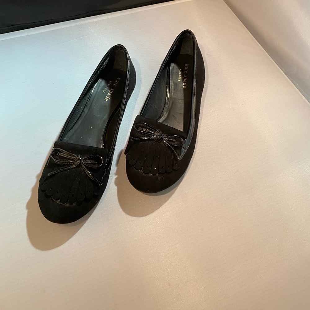 Kate Spade black suede loafers
